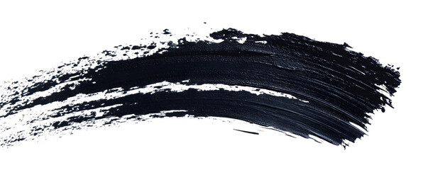 Mascara brush stroke texture black paint swatch makeup smudge ink isolated on white or transparent background