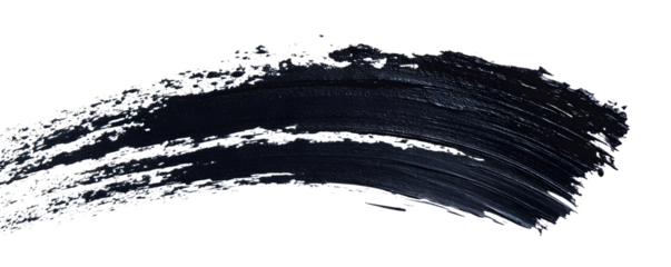 Mascara brush stroke texture black paint swatch makeup smudge ink isolated on white or transparent background