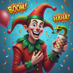 April fools day. April 1st. Fools. Mask of laughter and smiles. Joy and jokes