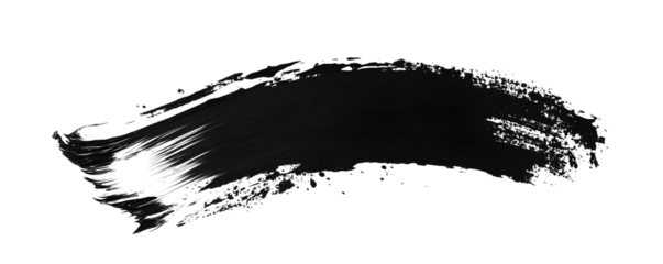 Mascara brush stroke texture black paint swatch makeup smudge ink on transparent background