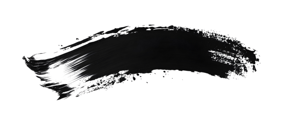 Mascara brush stroke texture black paint swatch makeup smudge ink on transparent background