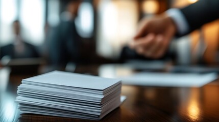 Business Meeting - Handshake & Cards