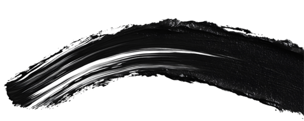 Mascara brush stroke texture black paint swatch makeup smudge ink placed on white or transparent background