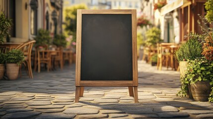 Standing Chalkboard Mockup Outside a Cafe