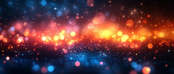 Obraz premium Abstract Celebration Glow of Bokeh and Glittering Particles Illuminating the Dark Backdrop and Soft Light Bursts