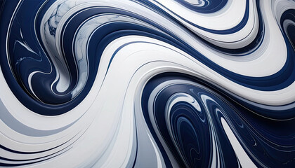 Abstract Blue and White Liquid Marble Swirl &ndash; A Modern and Elegant Fluid Texture with Smooth Flowing Patterns
