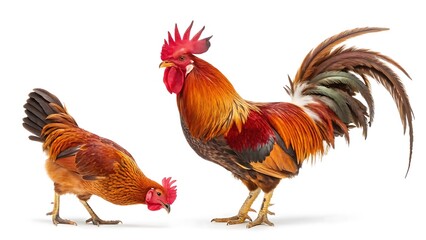 Fototapeta premium Roosters on White Background