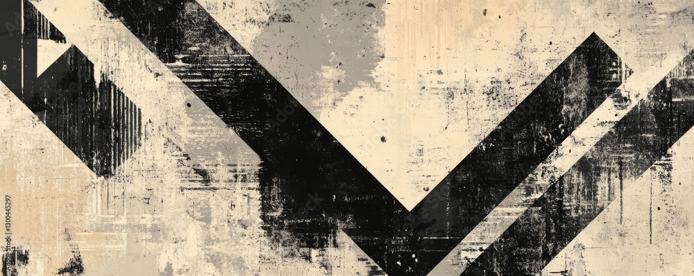 Poster abstract grunge geometric background featuring monochrome arrows and triangles for digital design pr