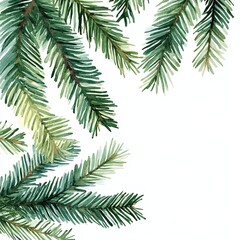 Watercolor Christmas Card Elegant Fir Branches Design
