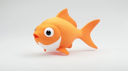 Playful Orange Goldfish Toy on White Background