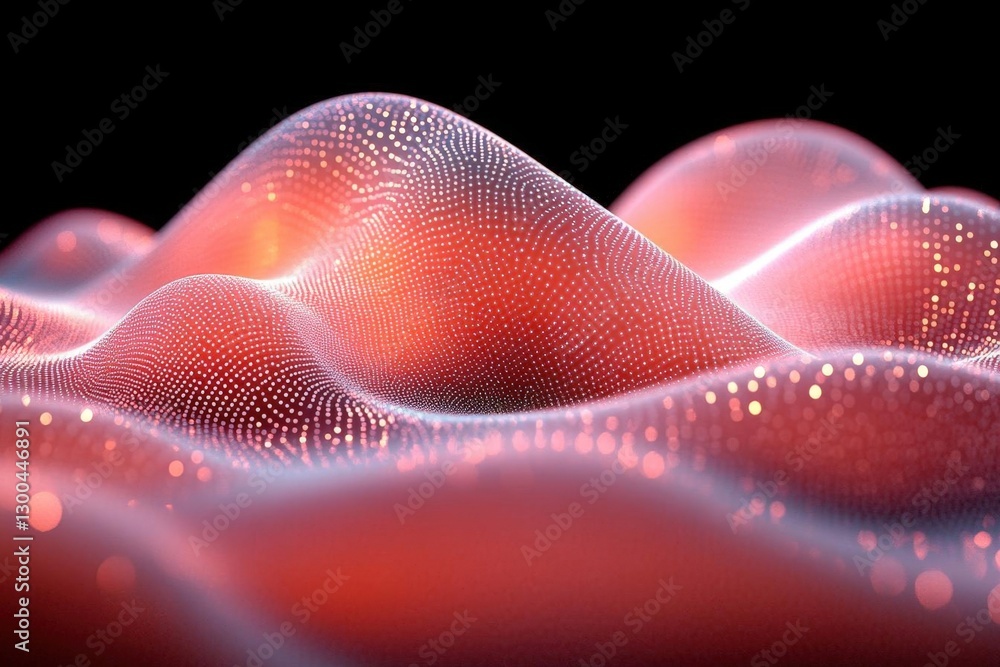 Poster abstract digital wave pattern with glowing dots