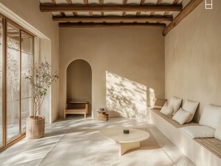A cozy interior shows a contemporary home in a space