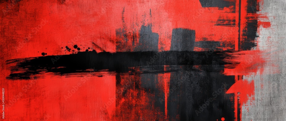 Poster dynamic abstract red and black brush strokes create a modern artistic expression suitable for variou