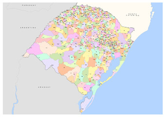 Mapa Vetorizado do Rio Grande do Sul com Divisas Municipais Editável em Adobe Illustrator © Ricardo