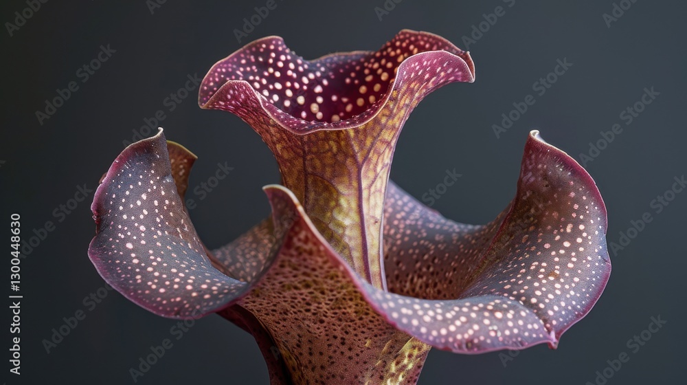 Poster unique and vibrant flower with intricate patterns and striking colors in a dark background