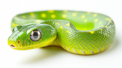 Obraz premium Green snake isolated on white background