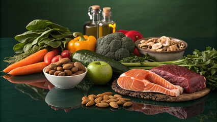 Paleodiet (Stone Age Diet) - meat, fish, eggs, vegetables, fruits, nuts, seeds, herbs, mushrooms, natural oils (olive, coconut, avocado), honey. Great for advertising fitness, restaurants and healthy 