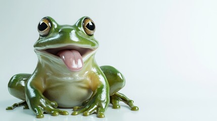 Obraz premium Happy Frog on White Background