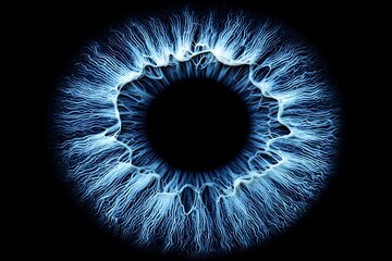 Blue Iris Detail Eye on Black