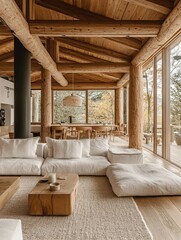 Rustic Interior Design Natural Log House Structure