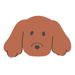 耳の垂れたかわいいダックスフンドの顔のイラスト　頭部　アイコン　