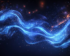 Radiant Blue Energy Streams and Twinkling Stars Visual Spectrum Abstract Design Backgrounds for Presentations