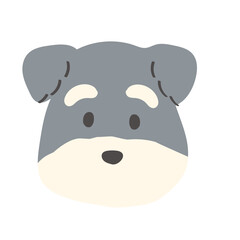 可愛い手書きのミニチュアシュナウザーの顔のアイコンイラスト