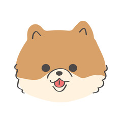 可愛い手書きの幼いポメラニアンの顔のアイコンイラスト