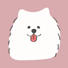 可愛い手書きのサモエドの顔のアイコンイラスト