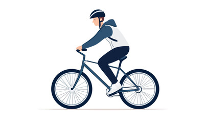 Minimalistic Vector Illustration of a Man Riding Bicycle for Urban Commute Concepts