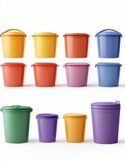 A set of colorful eco-friendly storage containers on a white background