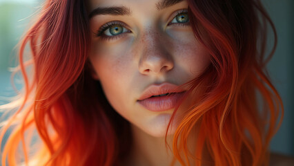 Fototapeta premium woman vibrant hair ombre style