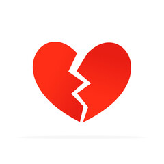Obraz premium cracked heart icon, broken heart sign, colored flat vector. modern and minimalist design
