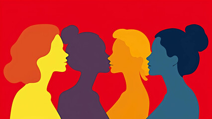 womens day profiles red background stylish
