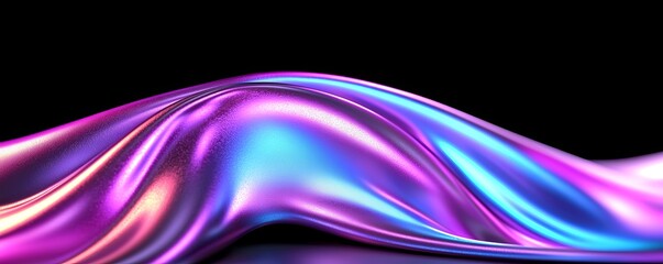Iridescent Fabric Flowing Dark Background Abstract
