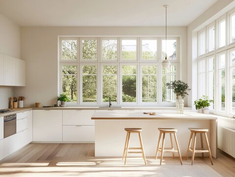 Minimalist living with a modern bright kitchen