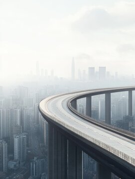 transport, transportation, construction, cityscape, elevated, engineering, road, Elevated freeway road bridge with cut out background offering a bird s eye view of the urban landscape