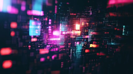 Abstract glitch effect with digital distortion, creating a futuristic and tech-inspired look. --