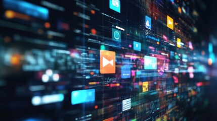 A computer screen with floating UI elements representing responsive design.