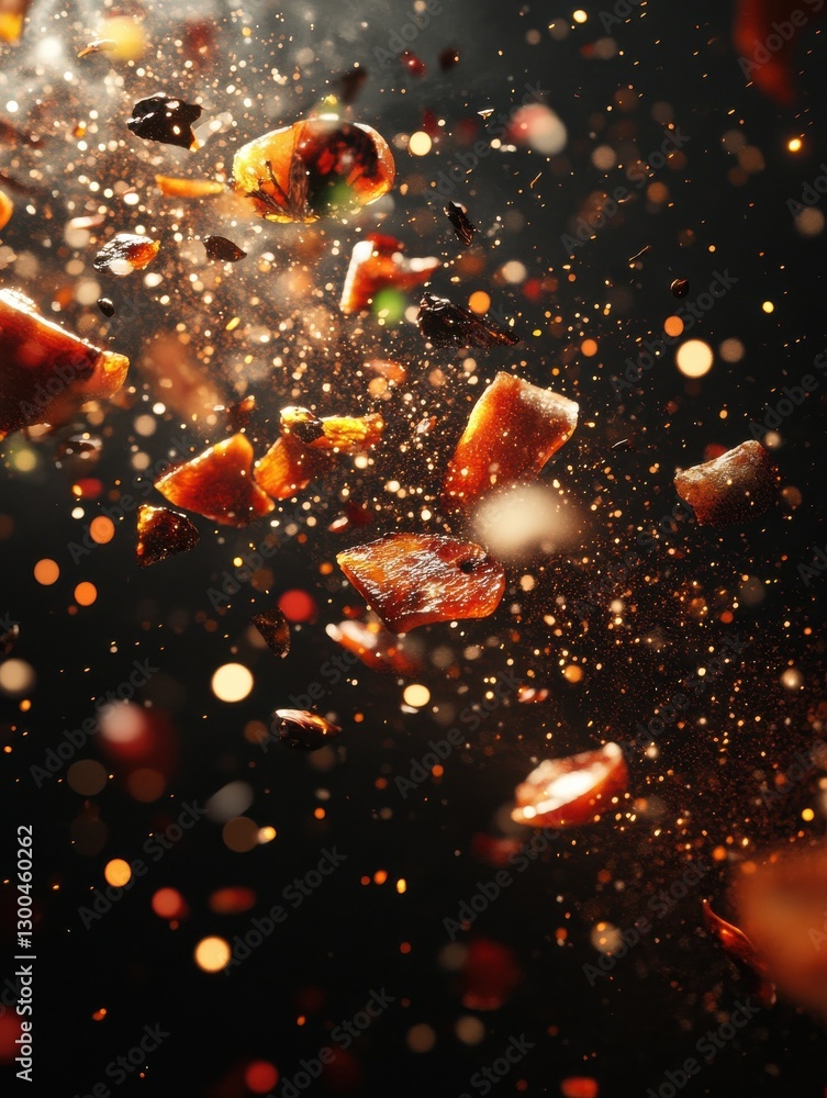 Aufkleber fire embers glowing against a black background, creating a dynamic scene of floating sparks and ligh