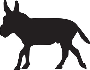 Donkey with black color symbol isolated on white transparent background
