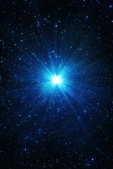 Bright blue starburst in dark space