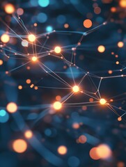 Abstract digital healthcare network with glowing nodes, representing diverse medical services, efficient provider system,