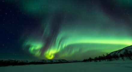 aurora over the mountains
