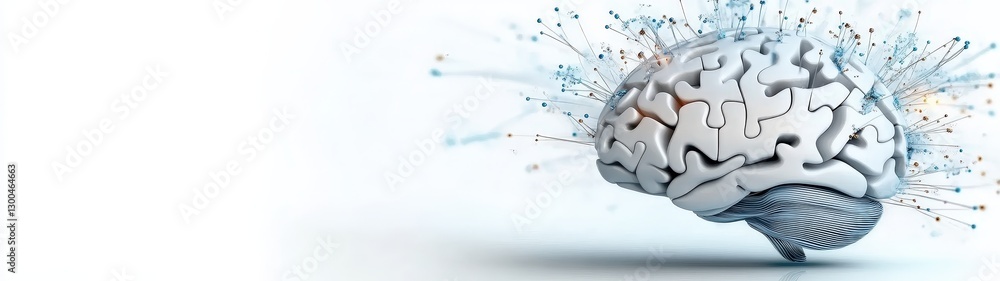 Poster creative brain with connections and neural networks representing innovative ideas and thinking