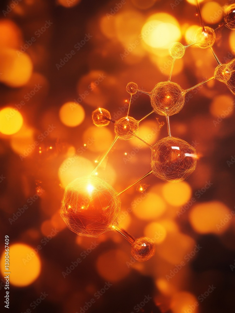 Poster orange abstract blur background with lens flare generative ai