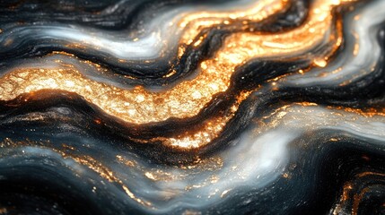 Abstract marbled background with gold and dark colors.  Possible use for graphic design, prints, wallpapers, covers