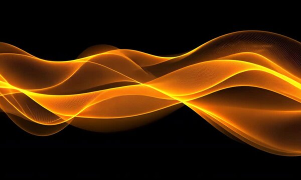 Dynamic Abstract Waves of Golden Light Flowing in a Fluid Motion with a Translucent Texture