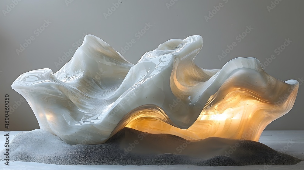 Poster elegant white sculpture illuminated by soft light creating a captivating and serene atmosphere in th