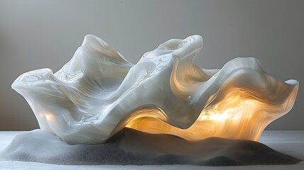 Elegant white sculpture illuminated by soft light creating a captivating and serene atmosphere in the room
